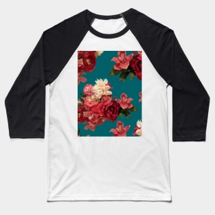 Just Flowers on Deep Teal Baseball T-Shirt